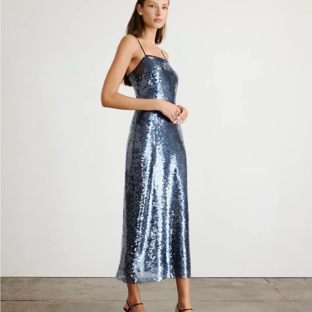 Tanya Taylor Blue Sequin Midi Lenox Dress - Picture 5 of 7
